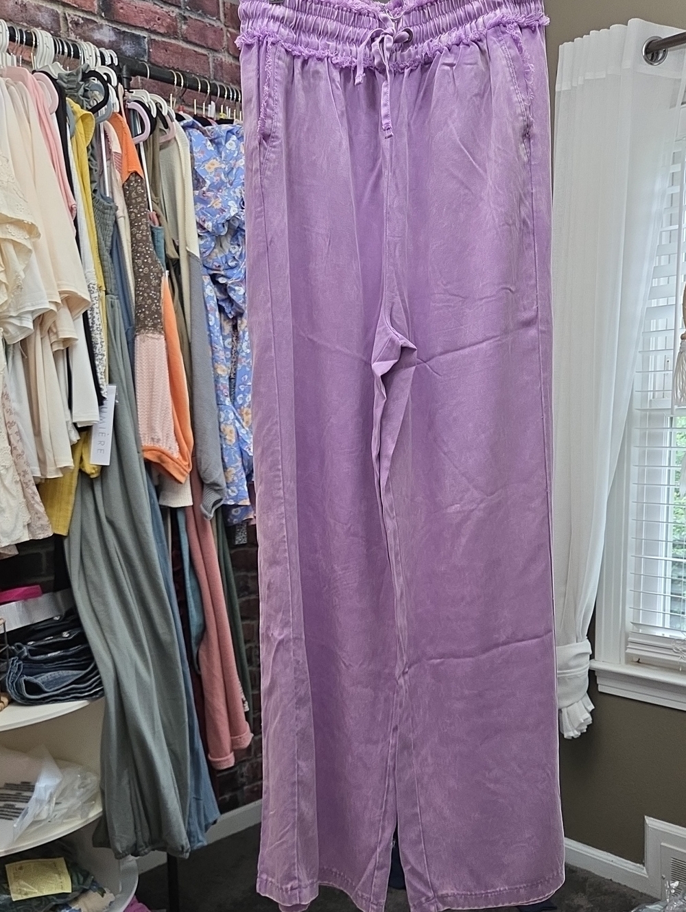 Zenana Lavender Wide-Leg Drawstring Pants